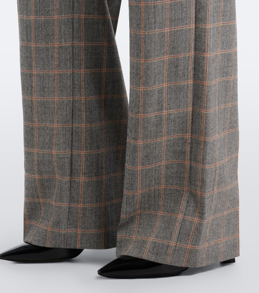 Checked Wool Wide-Leg Pants