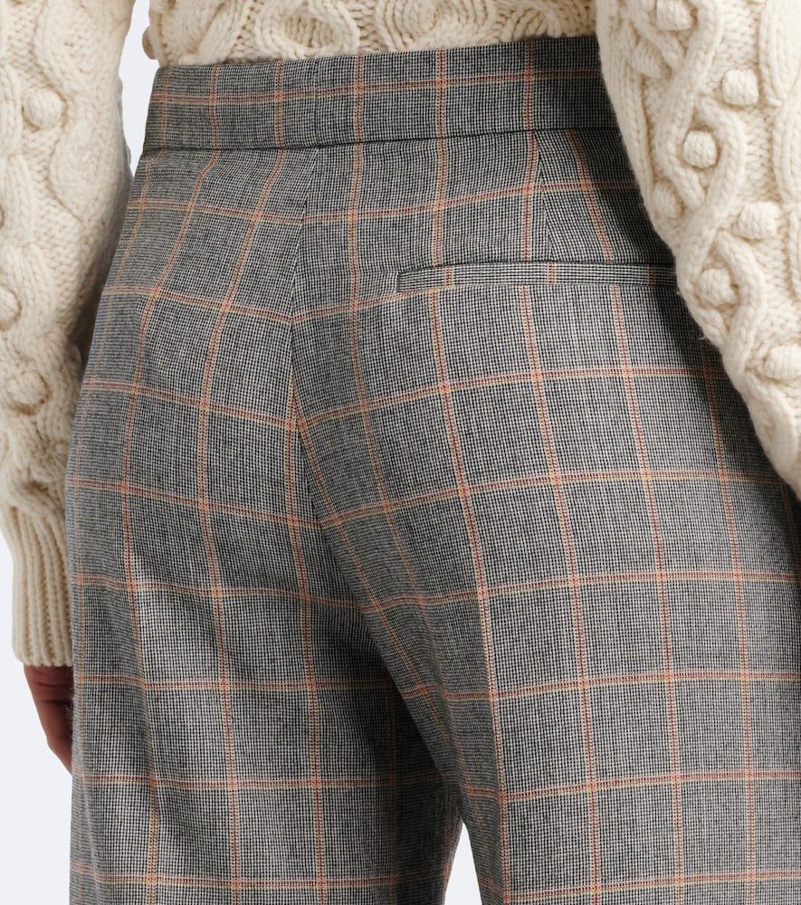 Checked Wool Wide-Leg Pants