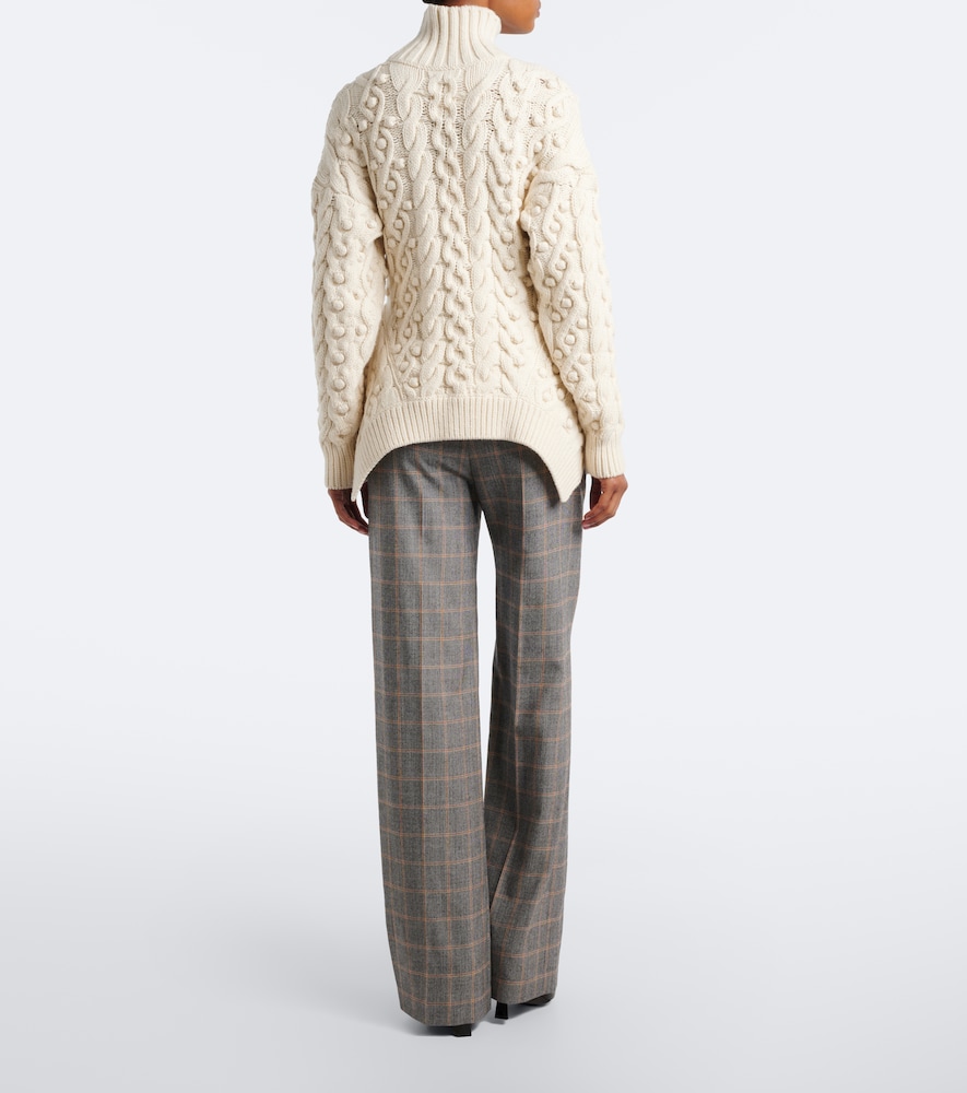 Checked Wool Wide-Leg Pants