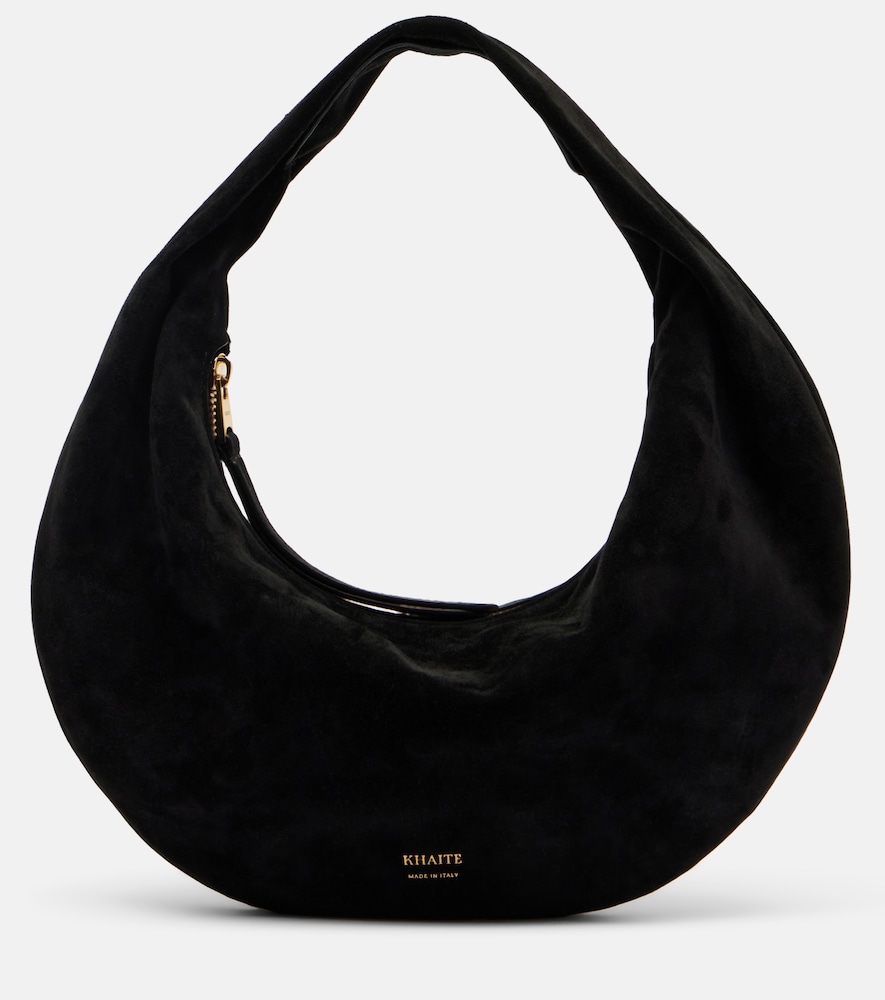 Khaite Olivia Mini Suede Shoulder Bag In Black