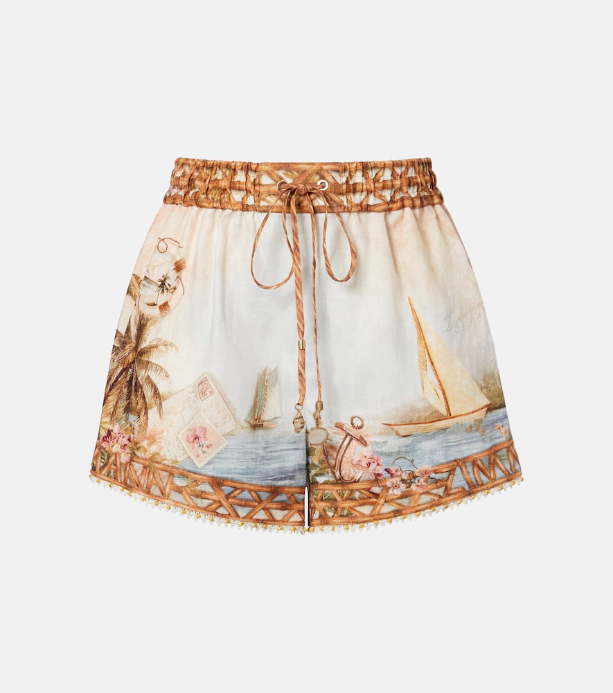 Zimmermann Mahon printed linen shorts