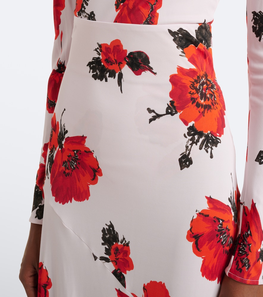 Alaïa Floral Asymmetric Jersey Midi