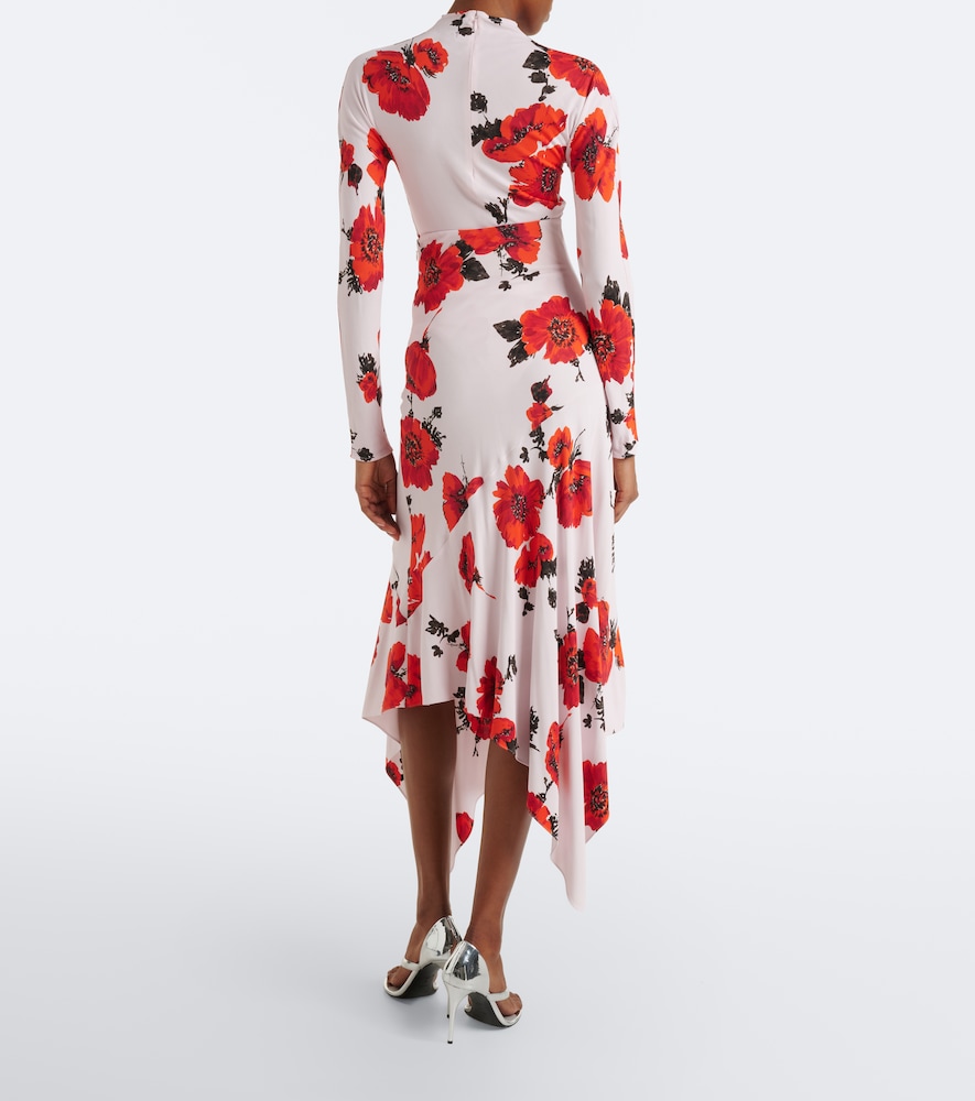 Alaïa Floral Asymmetric Jersey Midi