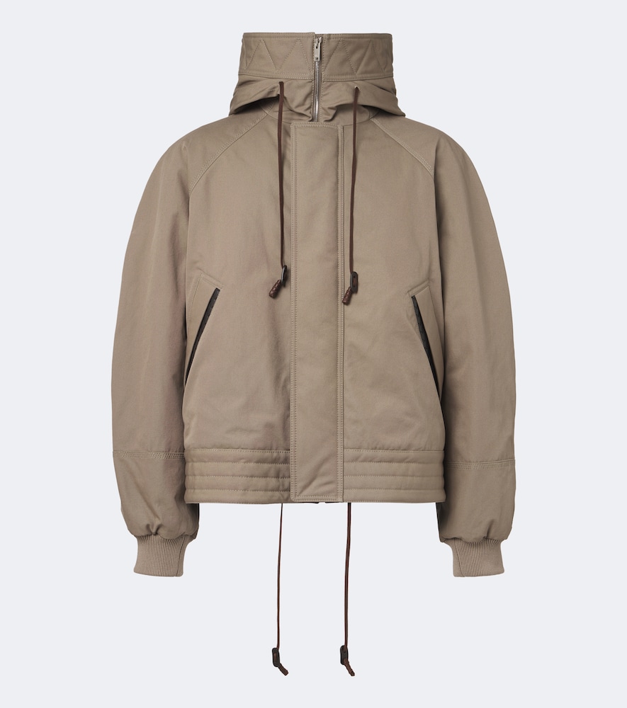 Jacke aus Baumwoll-Canvas mit Leder