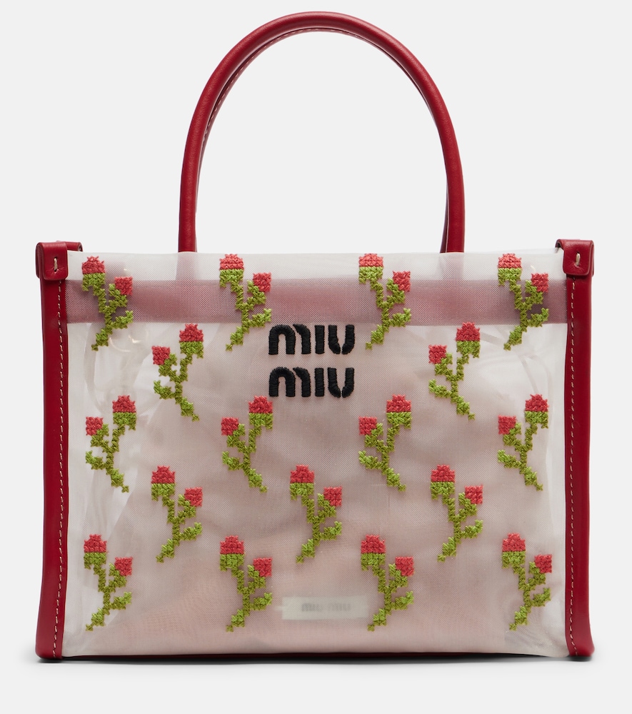 Miu Miu Embroidered floral mesh top-handle bag | Thumbnail 8 Miu Miu Embroidered floral mesh top-handle bag | Thumbnail 8