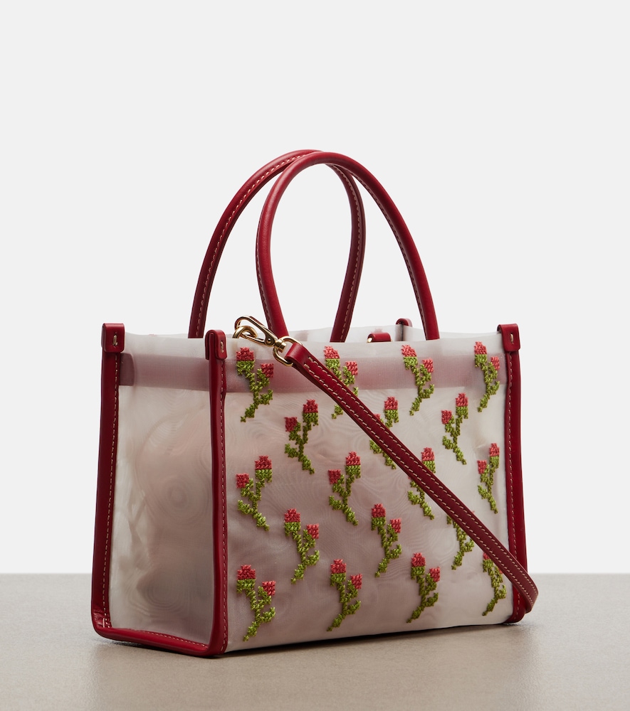  Miu Miu Miu Miu Embroidered Floral Mesh Top-handle Bag 