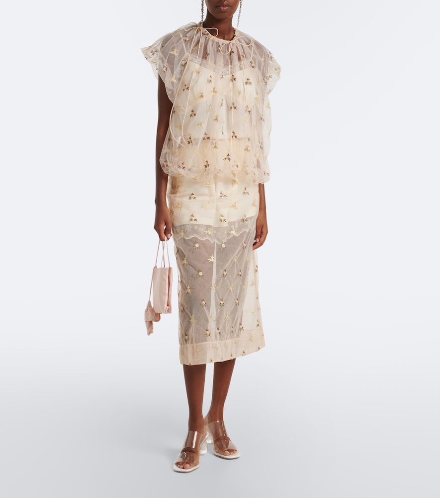 Gathered Tulle Top
