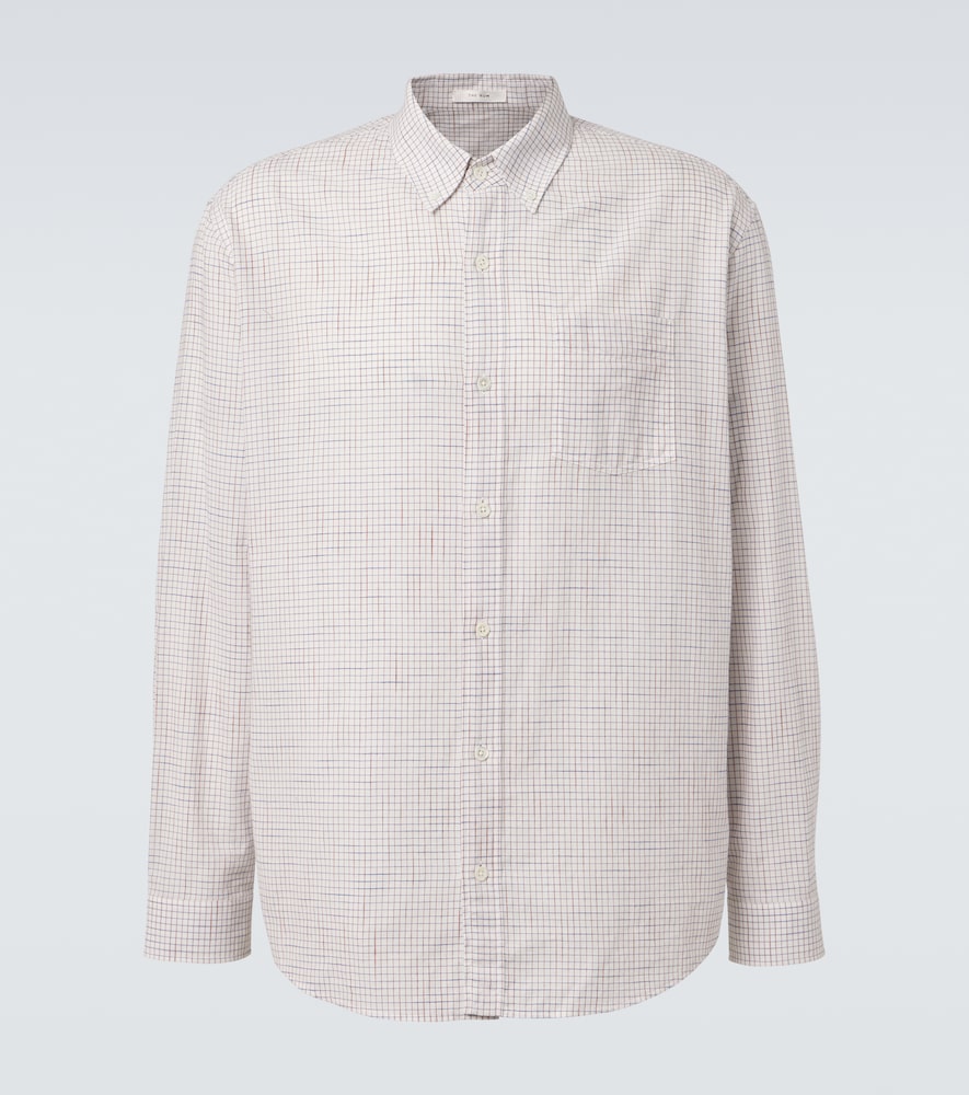 The Row Men's White Pompeo Checked Cotton Chambray Shirt UK Size 16 - Mytheresa