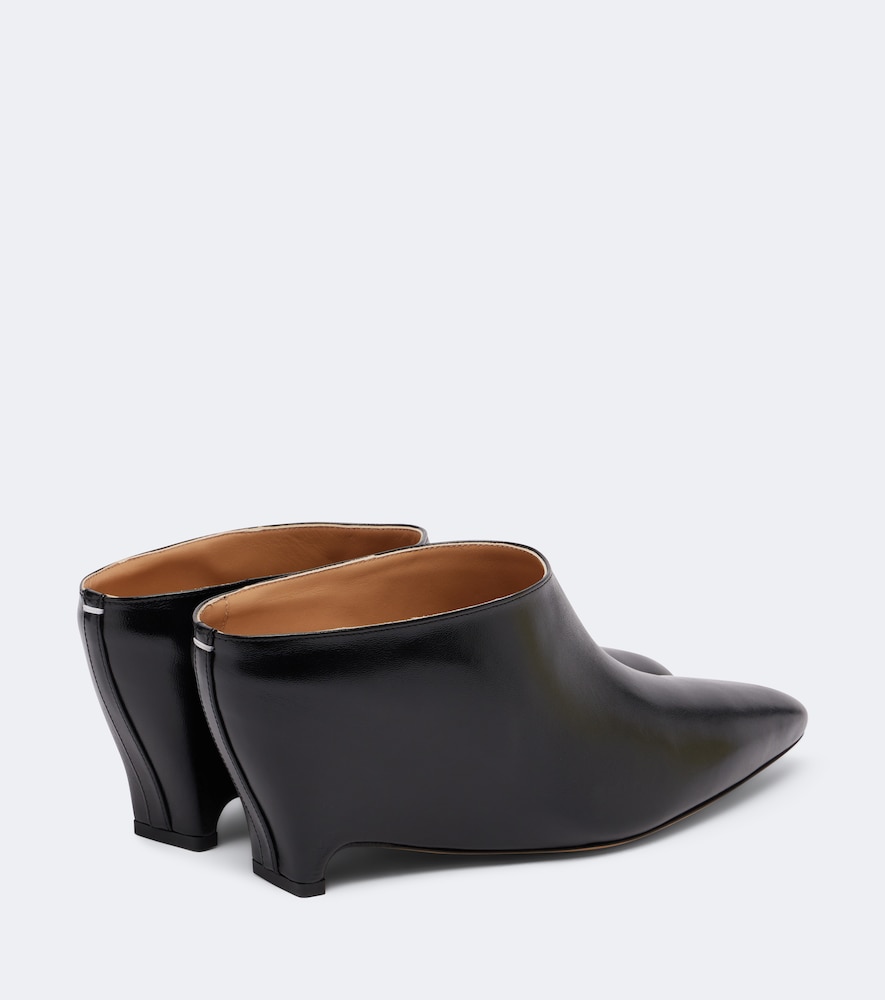 Less Leather Wedge Mules Heel