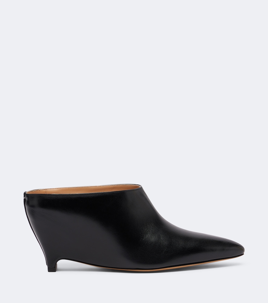 Less Leather Wedge Mules Heel