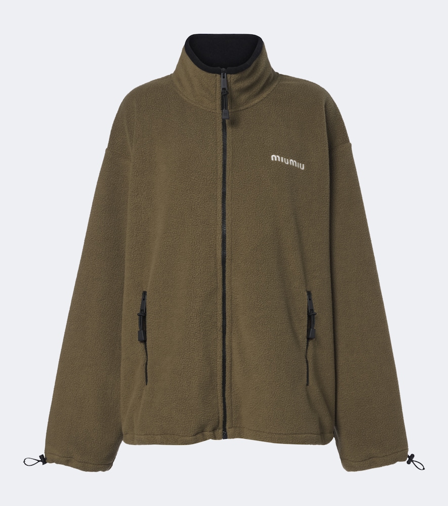 Miu Miu Oversized Fleece Jacket In Grün