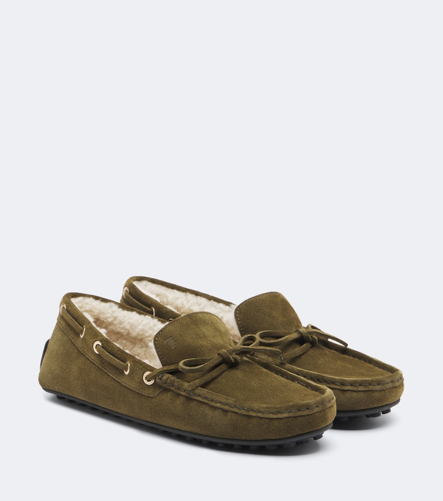 Mocassini Gommino® in suede con shearling