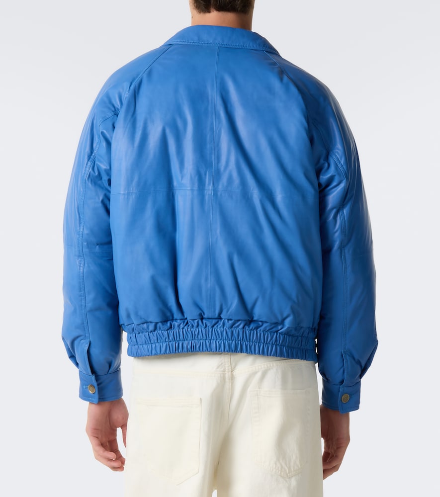 Auralee Leather Down Jacket In Blue