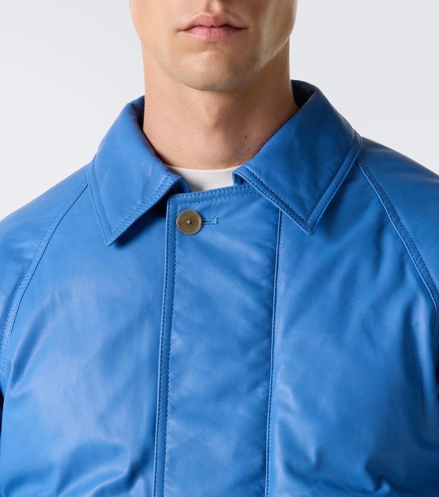 Auralee Leather Down Jacket In Blue