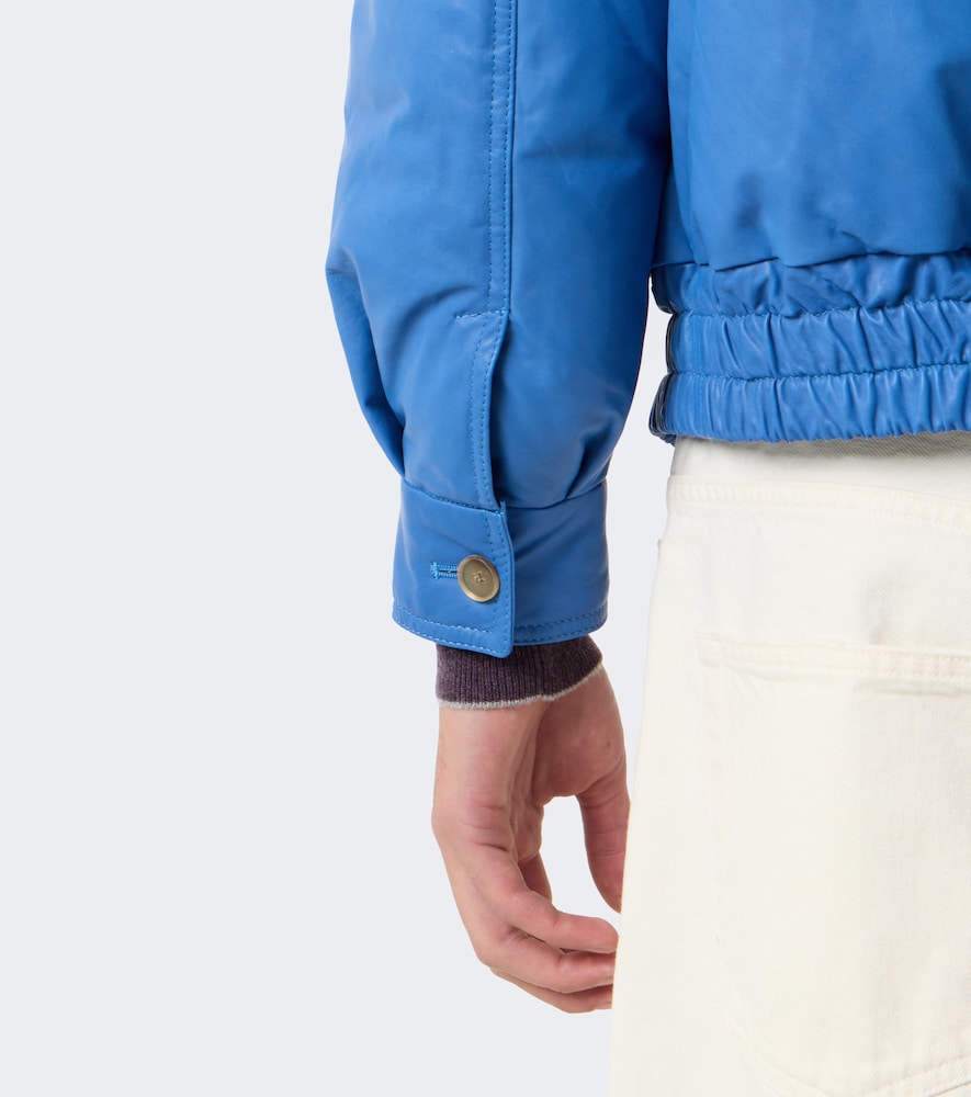 Auralee Leather Down Jacket In Blue