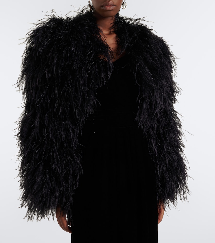Dolce&Gabbana Cropped Feather Silk-Blend Jacket