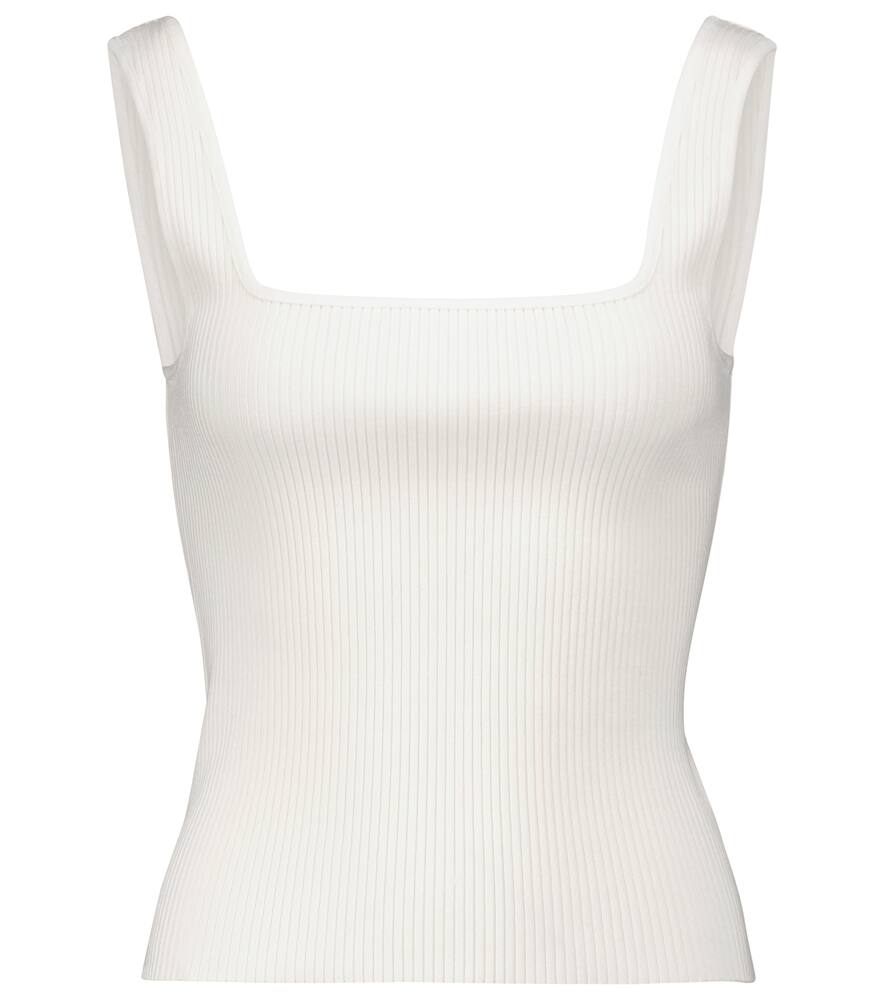 Vince Ribbed Square Neck Tank In White