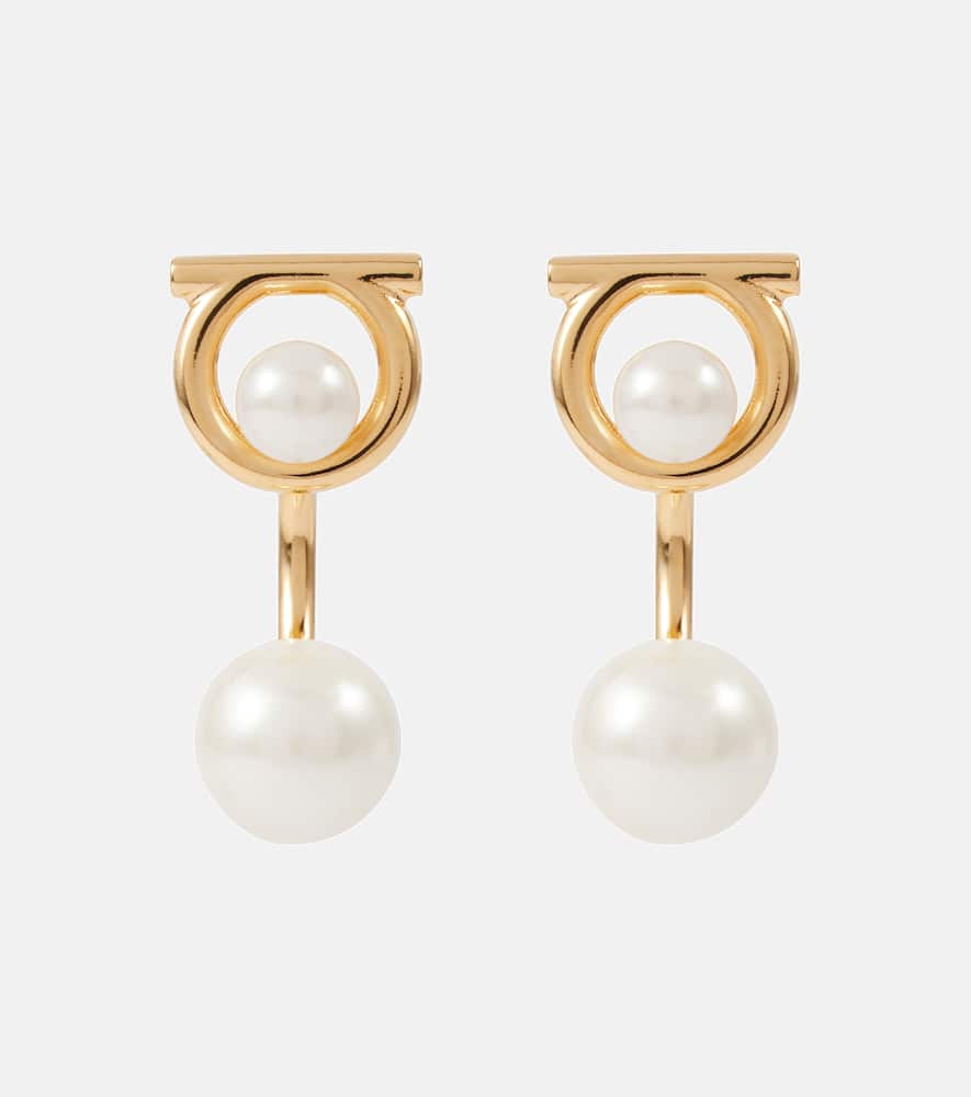 Ferragamo Gancio drop earrings with faux pearls