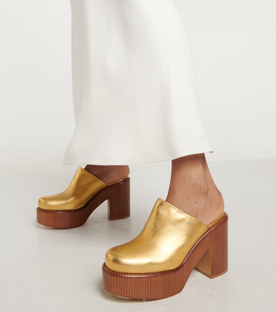 Shop Gabriela Hearst Metallic Leather Platform Pumps In Gold