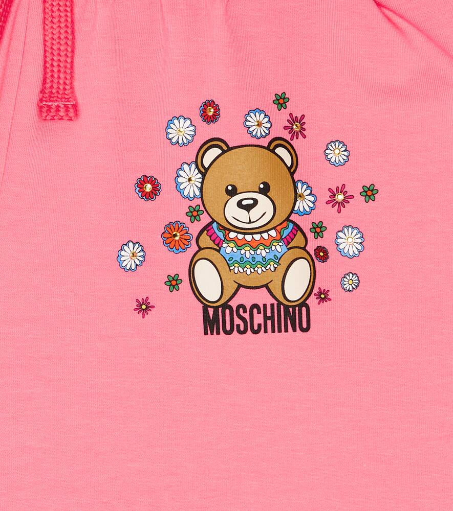 Moschino Teddy-print Ruffled Shorts In Candy Pink
