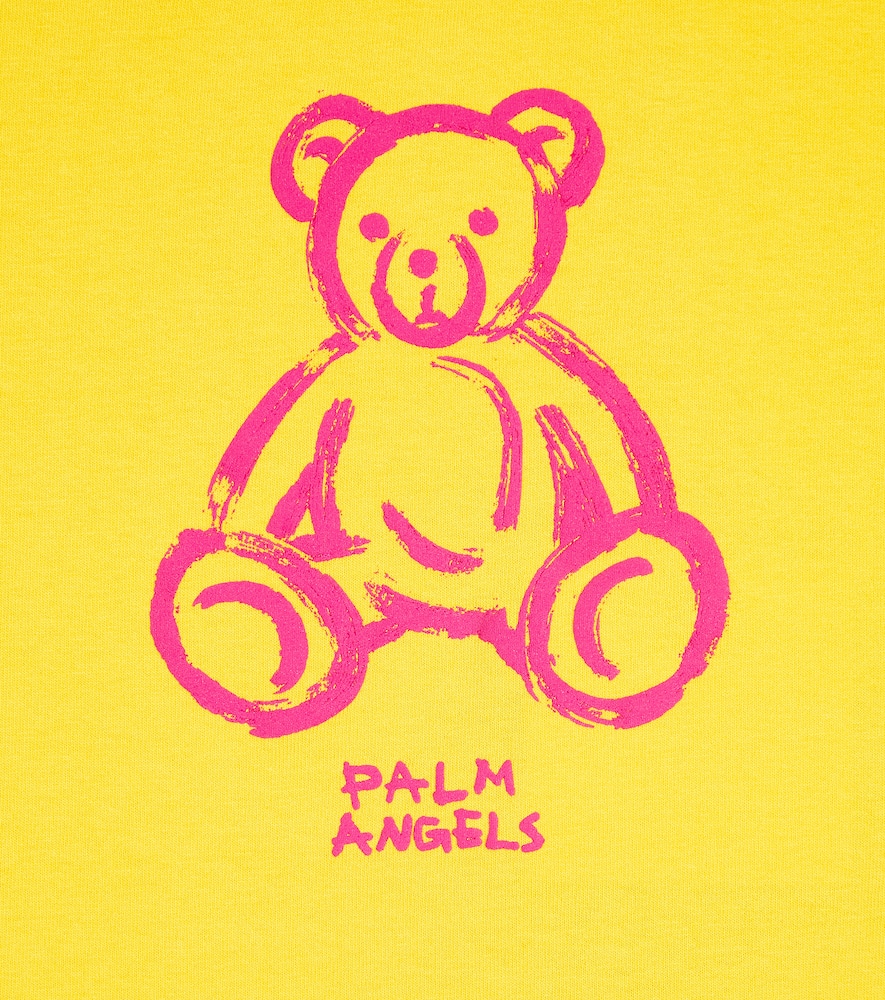 Palm Angels Logo Cropped Cotton Jersey T-shirt In Yellow