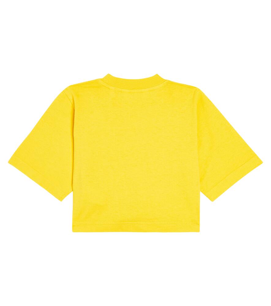Palm Angels Logo Cropped Cotton Jersey T-shirt In Yellow