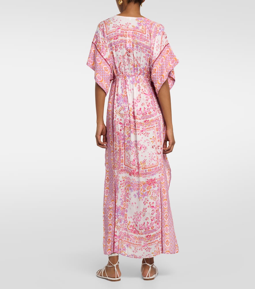 Shop Poupette St Barth Amaya Printed Kaftan In Pink Foulard