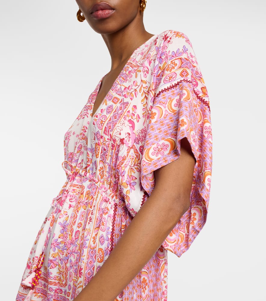 Shop Poupette St Barth Amaya Printed Kaftan In Pink Foulard