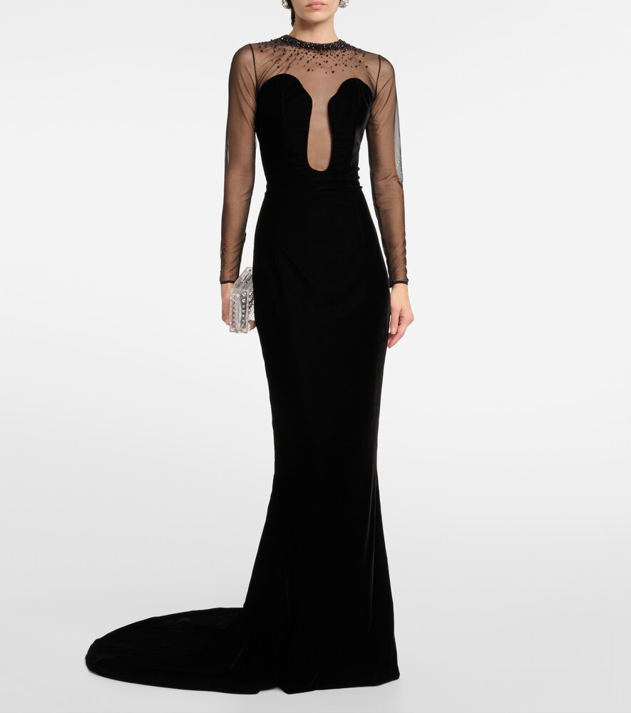  Miss Sohee Miss Sohee Embellished Velvet Gown 