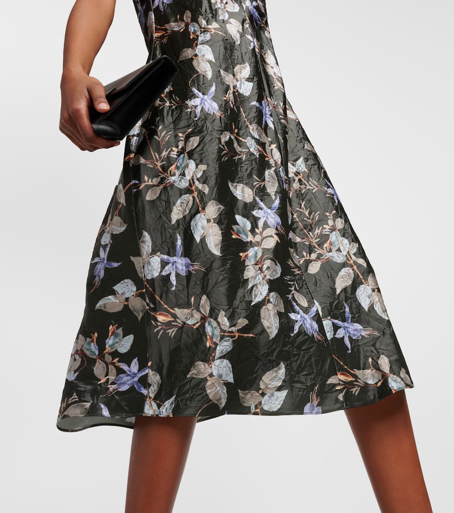 Shop Vince Floral Satin Midi Dress In Multicoloured