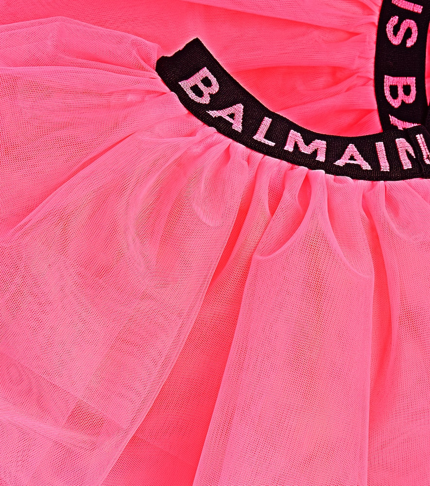 Balmain Fuchsia Skirt For Girl With Logo In Purple
