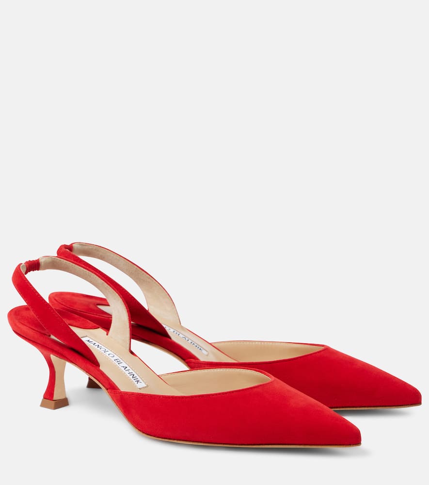 MANOLO BLAHNIK CAROLYNE GALA VAL SUEDE SLINGBACK PUMPS