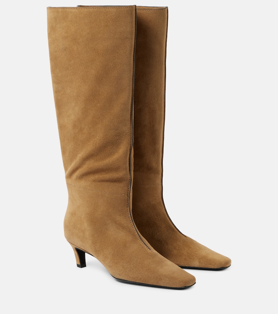 Totême Wide Shaft Suede Knee-high Boots In Brown