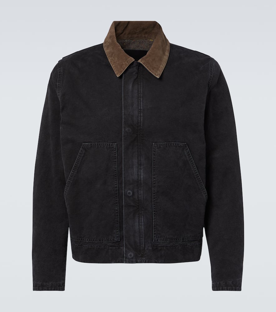 SAINT LAURENT CORDUROY-TRIMMED COTTON CANVAS JACKET