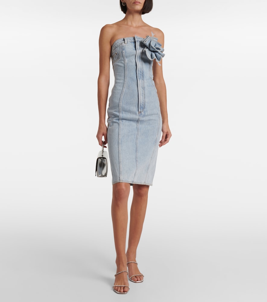 Area Area Floral-appliquã© Denim Midi Dress 