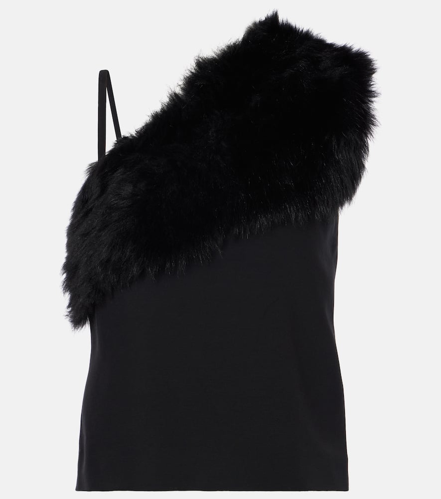 Toteme One-shoulder shearling-trimmed top