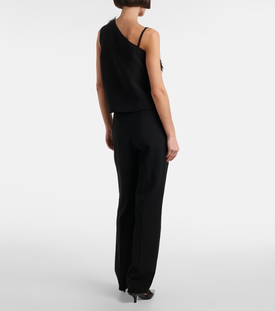  Toteme Toteme One-shoulder Shearling-trimmed Top 