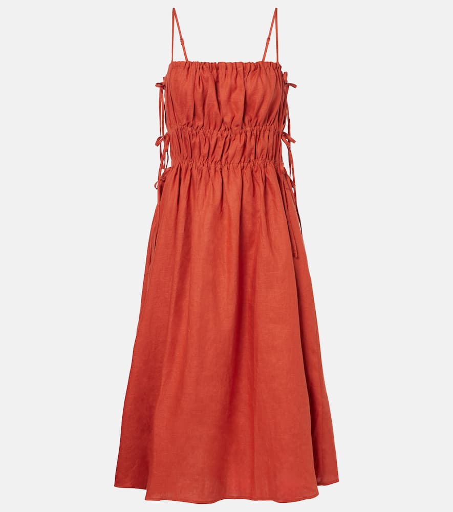 Eze ruched linen midi dress