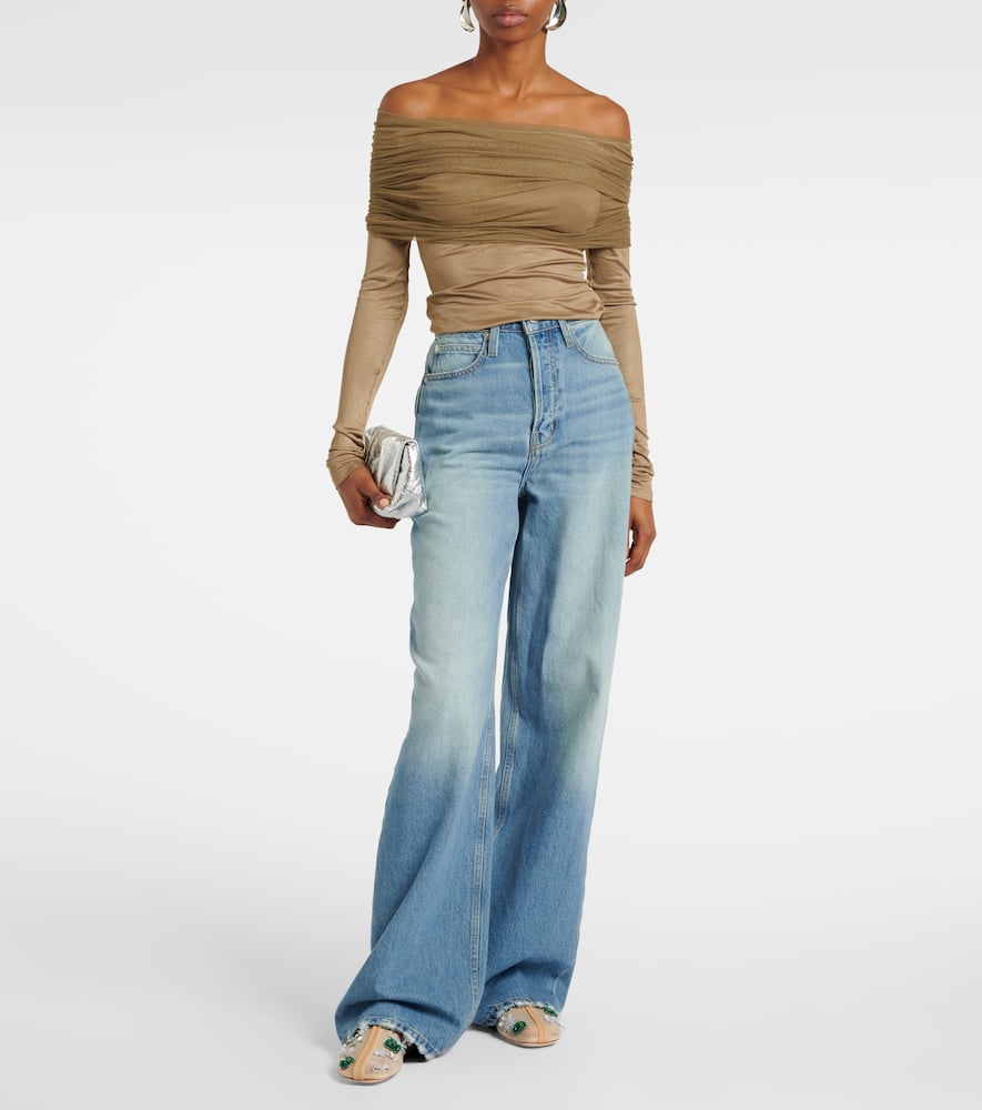Christopher Esber Sonora Veiled Ruched Top In Green