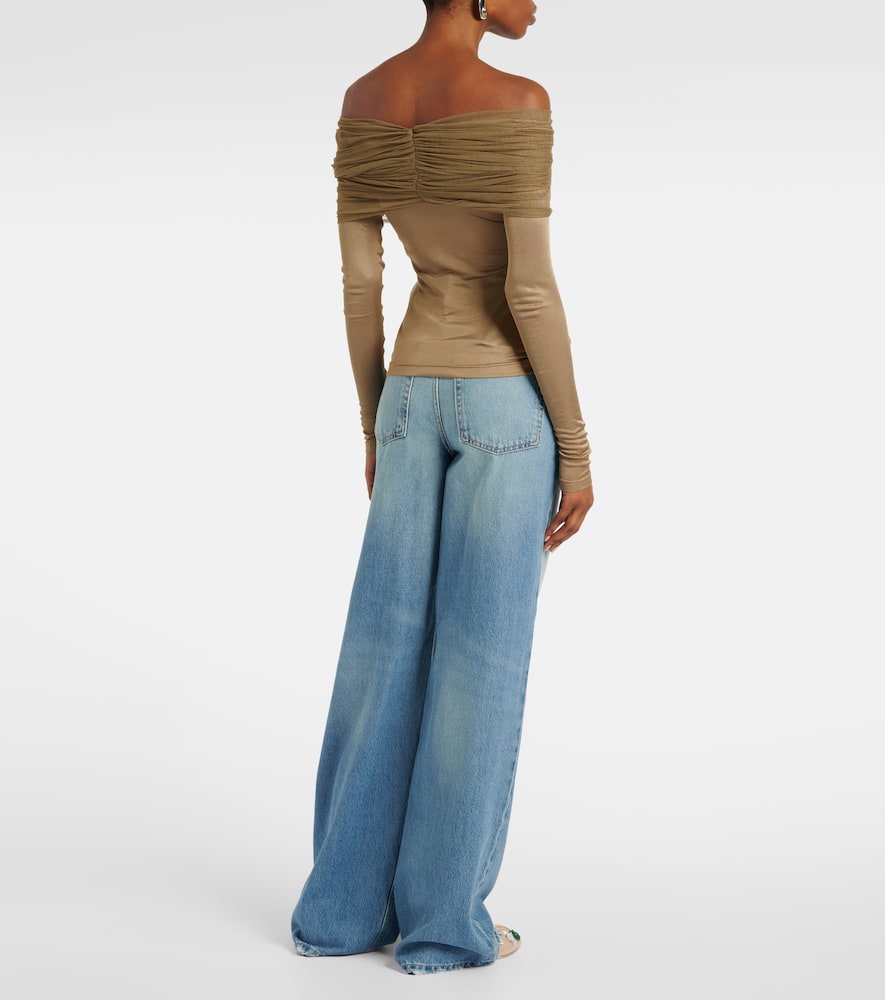 Christopher Esber Sonora Veiled Ruched Top In Green