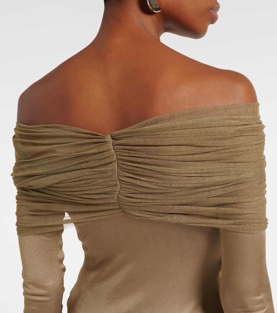 Christopher Esber Sonora Veiled Ruched Top In Green