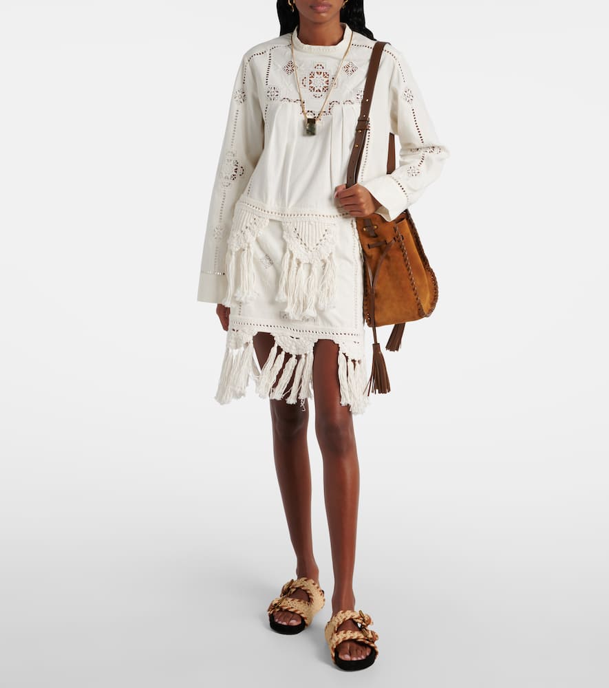 Isabel Marant White Cotton Sandals Mini Skirt In Neutral