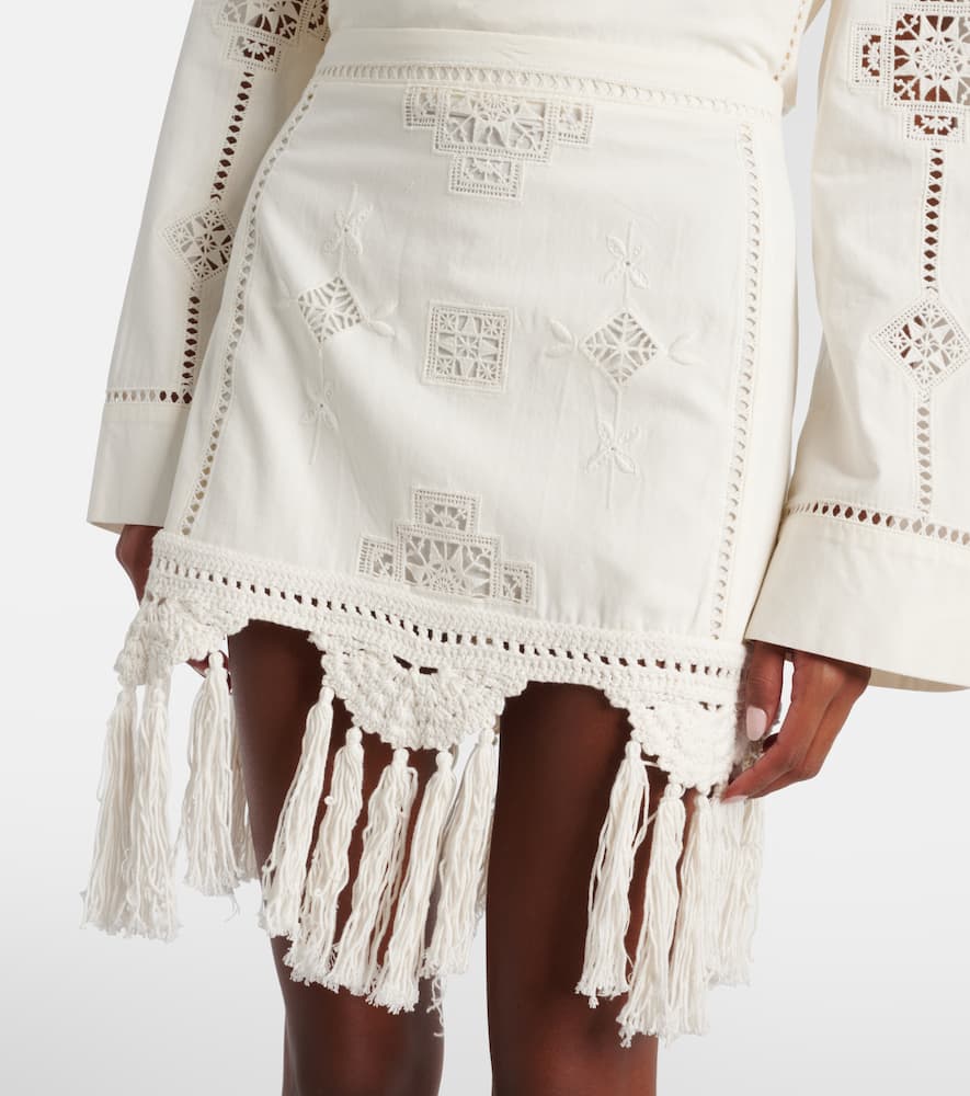 Isabel Marant White Cotton Sandals Mini Skirt In Neutral