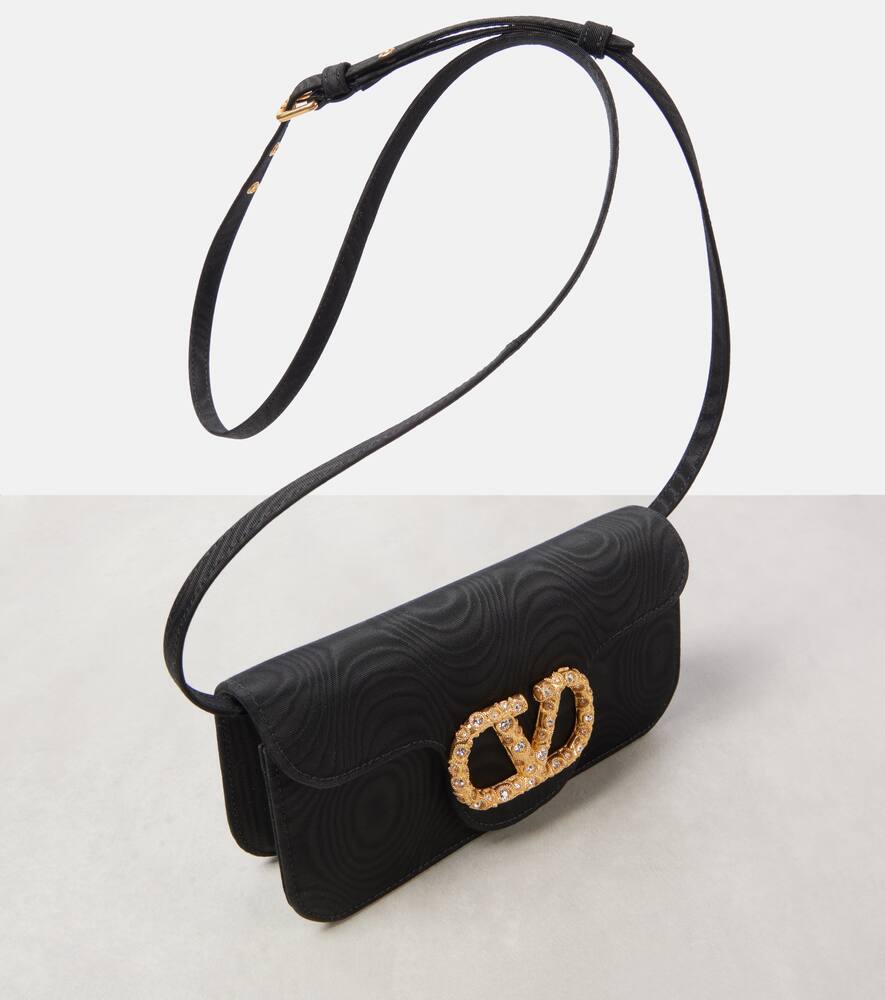 Valentino Locò Moiré Fabric Clutch In Black
