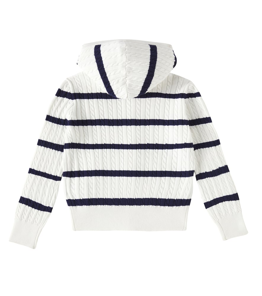 Polo Ralph Lauren Striped Cotton Zip-up Hoodie In White