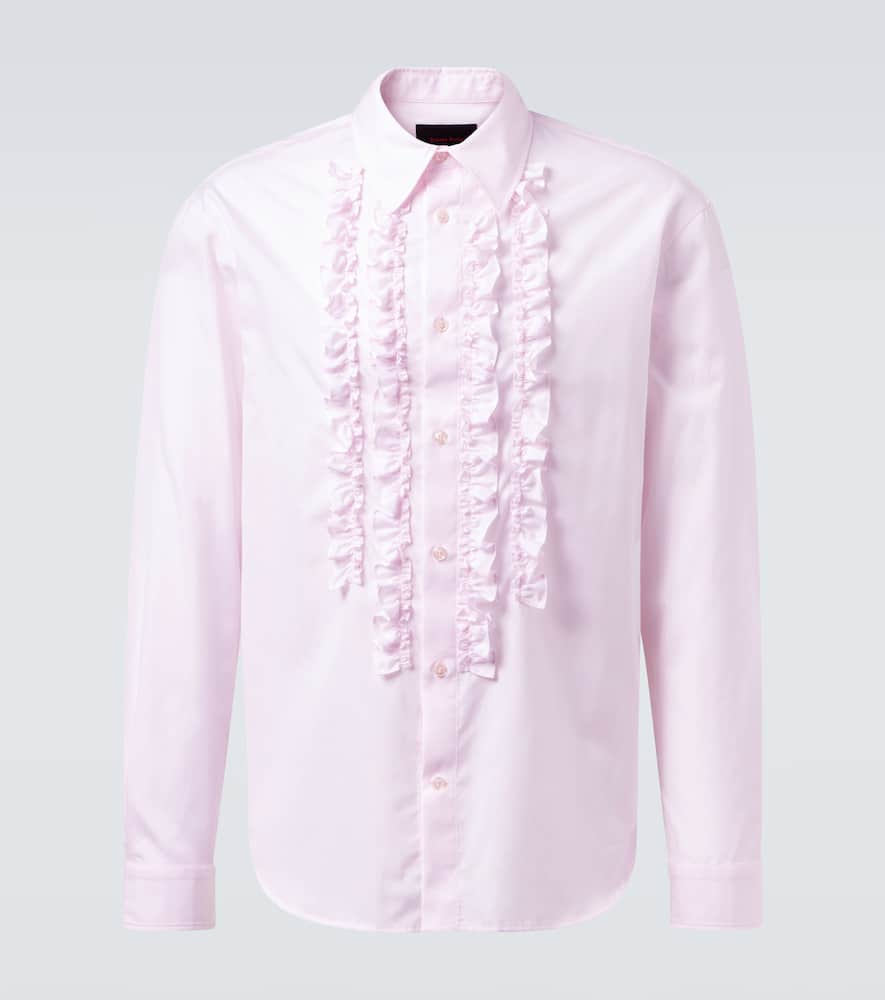Simone Rocha Ruffled Cotton Poplin Tuxedo Shirt In Pink