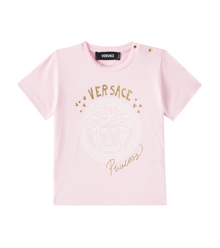 Versace Baby Medusa Cotton Jersey T-shirt In Pink