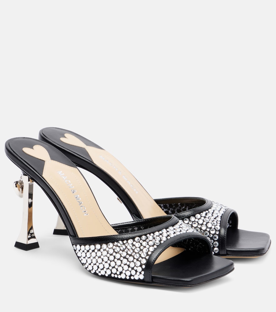Mach & Mach Mules Puffy Heart Ring 95 en cuir