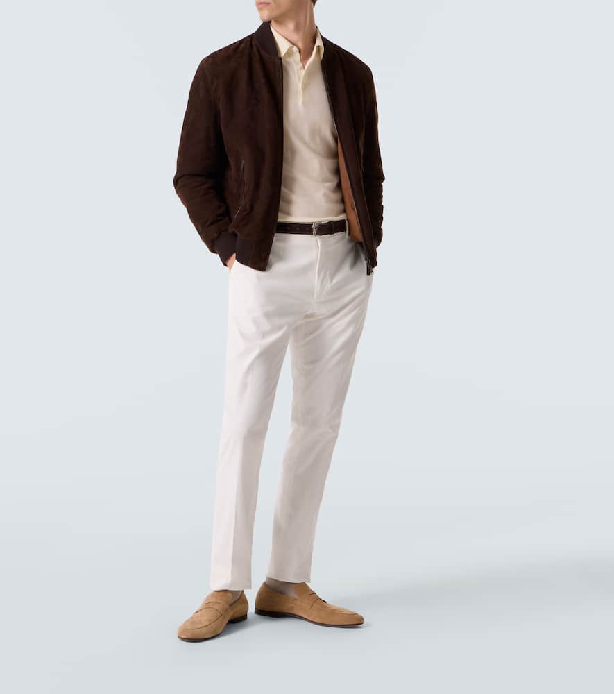 Zegna Cotton-blend Slim Pants In White