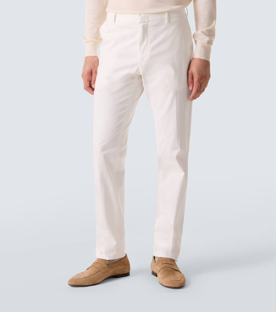 Zegna Cotton-blend Slim Pants In White